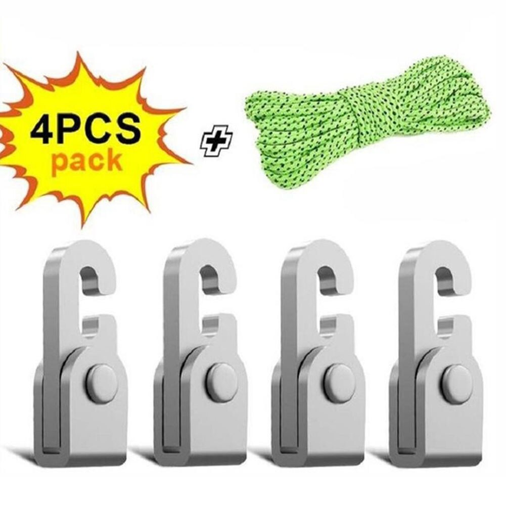 Cheap Goat Tents 4pcs Automatic Lock Hooks Multifunctional Free Knot Easy Fast Tighten Rope Accessories Camping Tent Self locking Hooks with 1pc   